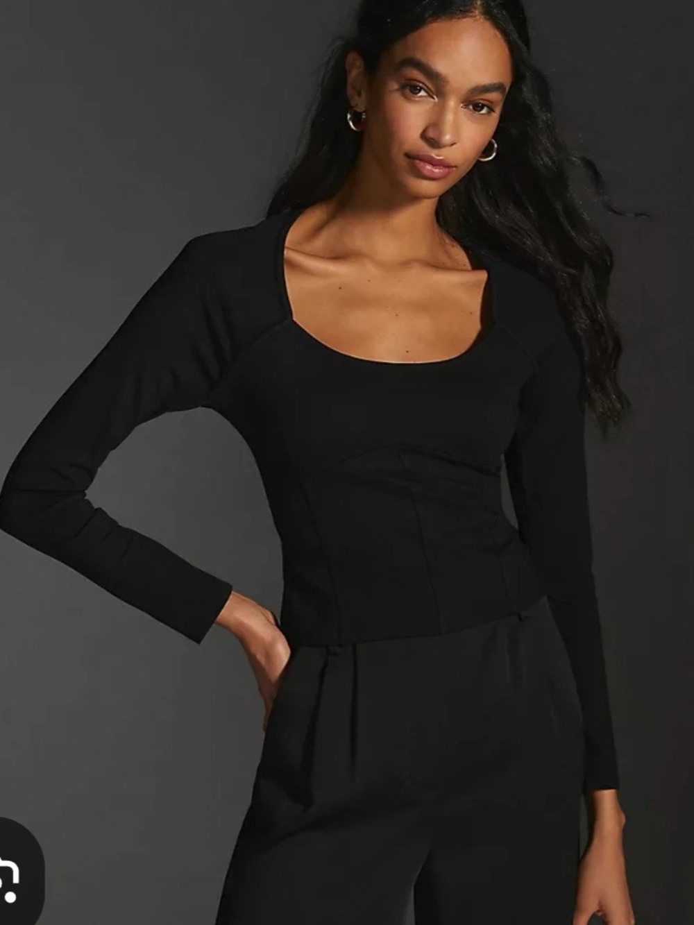 Anthropologie Maeve Black Crewneck Top Medium